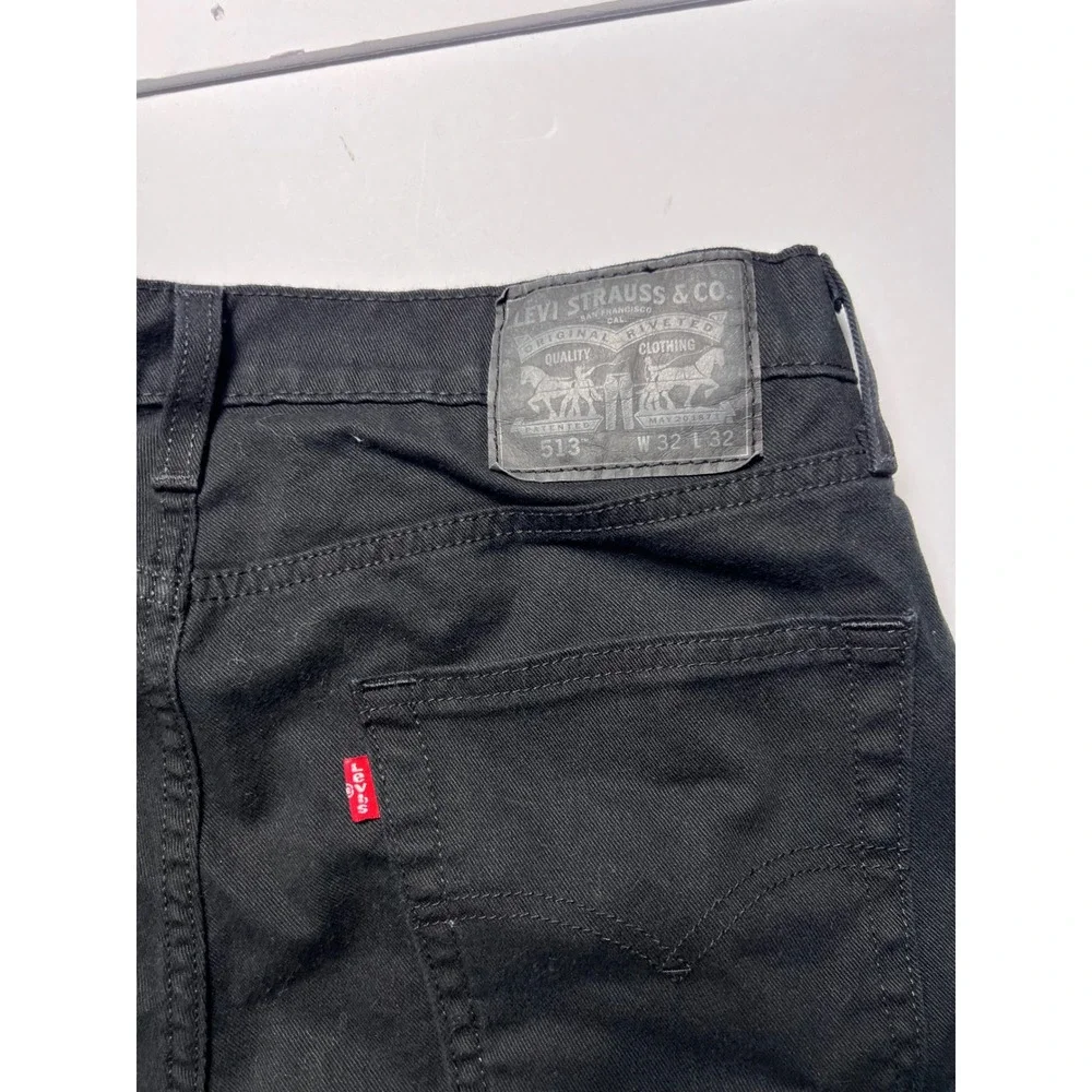 Levis 513 Slim Straight Jeans Mens 32x32 Black Denim Casual Pants 08513-0124